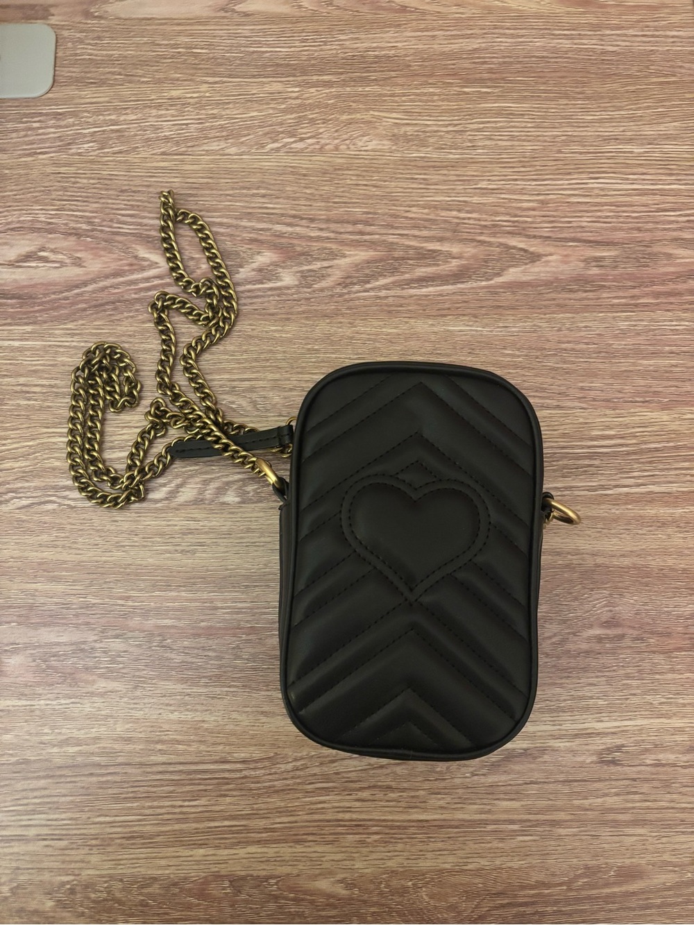 Gucci Black Chevron Quilted GG Chain Crossbody Pouch - Picture 3 of 3